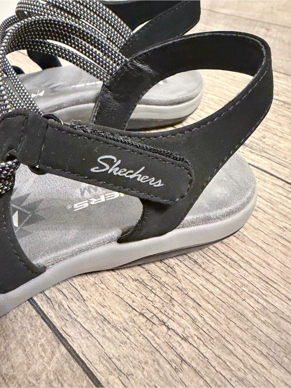 Skechers Women's Black & Gray Strappy Memory Foam Sandals - Picture 8 of 14